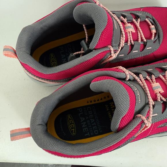 KEEN Targhee Sport Vented Hiking Shoe Kid's 7 Red Gray Mesh Lace-Up Outdoor - Picture 9 of 10